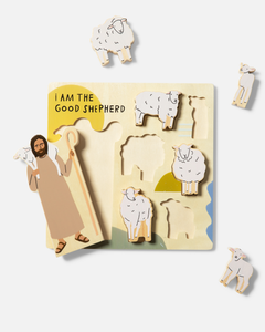 Wooden Puzzle | Catholic Puzzle For Kids | Kids Toy: Good Shepherd - littlelightcollective