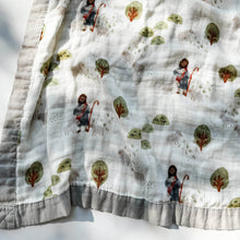 Load image into Gallery viewer, The Lord is my Shepherd - Catholic Luxury Double Sided Muslin Blanket - littlelightcollective