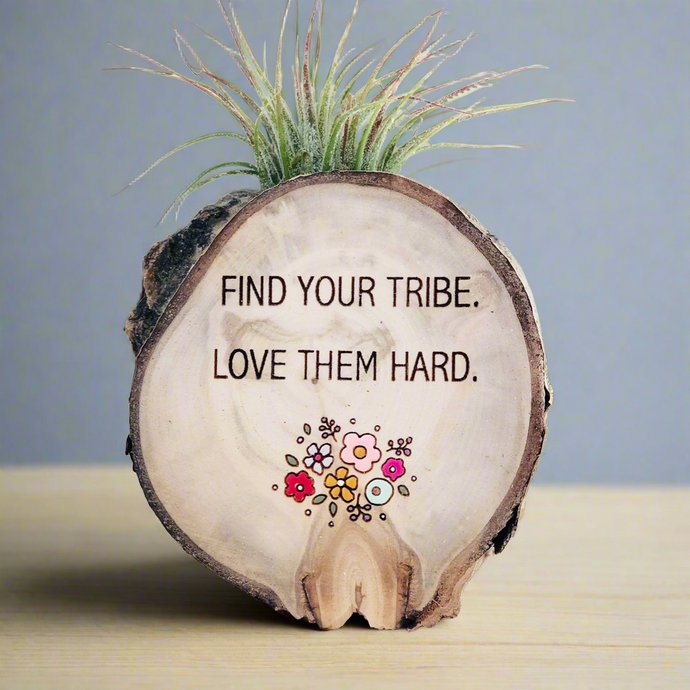 Find Your Tribe Medium Wood Round Magnet (Air Plant Magnet) - littlelightcollective