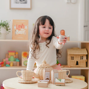 10 Piece Vegan Wooden Play Food Set (Almond + Oat Milk) - littlelightcollective