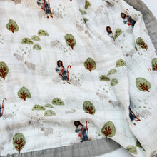 Load image into Gallery viewer, The Lord is my Shepherd - Catholic Luxury Double Sided Muslin Blanket - littlelightcollective