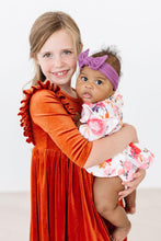 Load image into Gallery viewer, Pumpkin Spice Velvet Ruffle Twirl Dress - littlelightcollective