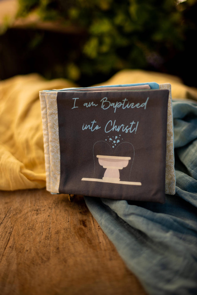 I am Baptized into Christ cloth baby book - littlelightcollective