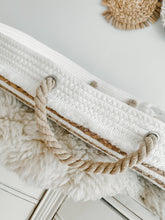 Load image into Gallery viewer, Boho Coastal Cotton Rope and Water Hyacinth Baby Changing Ba - littlelightcollective
