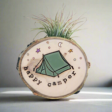 Load image into Gallery viewer, Happy Camper Medium Wood Round (Air Plant Magnet) - littlelightcollective