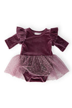 Load image into Gallery viewer, Amethyst Velvet Tutu Bodysuit - littlelightcollective