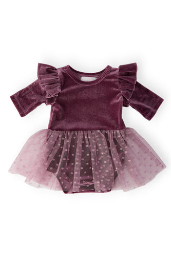 Amethyst Velvet Tutu Bodysuit - littlelightcollective