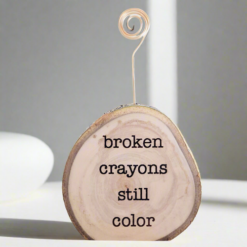 Broken Colors Wood round Air Plant /Photo Holder