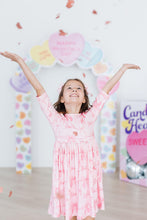 Load image into Gallery viewer, Blushing Bows 3/4 Sleeve Pocket Twirl Dress