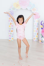 Load image into Gallery viewer, Blushing Bows S/S Flutter Sleeve Leotard - littlelightcollective