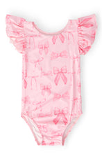 Load image into Gallery viewer, Blushing Bows S/S Flutter Sleeve Leotard - littlelightcollective