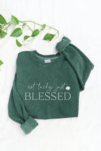 Load image into Gallery viewer, NOT LUCKY JUST BLESSED Mineral Graphic Sweatshirt: DUSTY FOREST - littlelightcollective