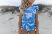 Load image into Gallery viewer, Grace Denim Floral Open Back One Piece Swimsuit - littlelightcollective