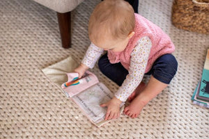 Pink Rainbow Baby Cloth Book For this Child We Have Prayed - littlelightcollective