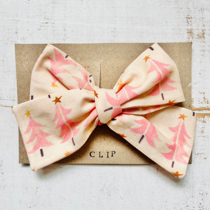 Handmade Bow Clip - Vintage Christmas Fabric - littlelightcollective