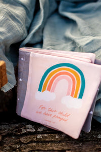 Pink Rainbow Baby Cloth Book For this Child We Have Prayed - littlelightcollective