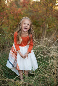 Pre-Order Fall Rainbow Dress - Rust - littlelightcollective