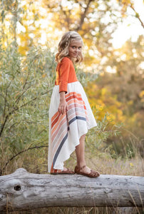Pre-Order Fall Rainbow Dress - Rust - littlelightcollective