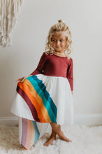 Load image into Gallery viewer, Fall Rainbow Dress - Wine - littlelightcollective