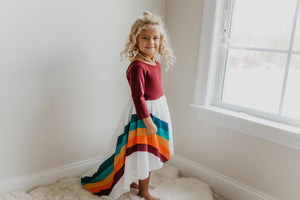 Fall Rainbow Dress - Wine - littlelightcollective