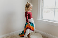 Load image into Gallery viewer, Fall Rainbow Dress - Wine - littlelightcollective