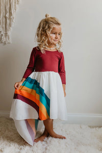 Fall Rainbow Dress - Wine - littlelightcollective