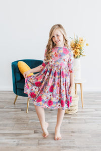 Boho Floral Dress - Mauve - littlelightcollective