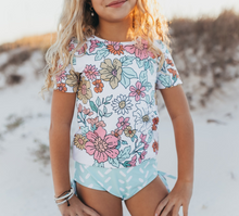 Load image into Gallery viewer, Olivia Mint Sea Rash Guard Swimsuit - littlelightcollective