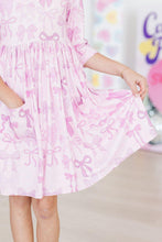 Load image into Gallery viewer, Twinkle Ties 3/4 Sleeve Pocket Twirl Dress - littlelightcollective