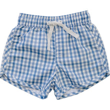 Load image into Gallery viewer, Light Blue Gingham Swim Shorts