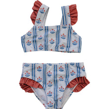 Load image into Gallery viewer, Block Print Floral Ruffle Bikini Set
