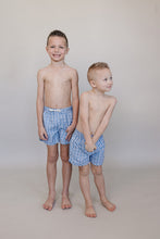 Load image into Gallery viewer, Light Blue Gingham Swim Shorts