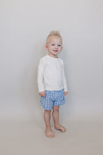 Load image into Gallery viewer, Light Blue Gingham Swim Shorts