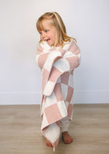 Load image into Gallery viewer, Pink Checkered Plush Blanket - littlelightcollective