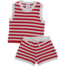 Load image into Gallery viewer, Red Stripe Knit Short Tank Set