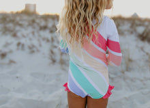 Load image into Gallery viewer, Lainey Zip Rash Pastel Stripe Swimsuit - littlelightcollective