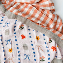 Load image into Gallery viewer, Catholic Girly Bows Luxury Double Sided Muslin Catholic Blanket