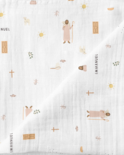 Load image into Gallery viewer, Catholic Muslin Swaddle Baby Blanket: Jesus Blanket - littlelightcollective