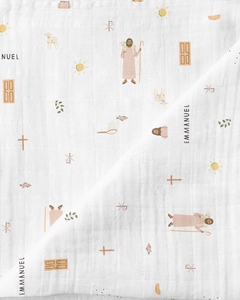 Catholic Muslin Swaddle Baby Blanket: Jesus Blanket - littlelightcollective