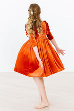 Load image into Gallery viewer, Pumpkin Spice Velvet Ruffle Twirl Dress - littlelightcollective