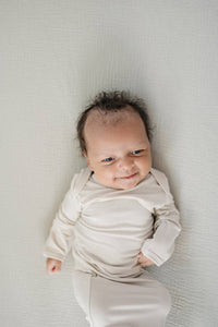 Natural Bamboo Knotted Gown: 0-3 Months