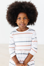 Load image into Gallery viewer, Fall Stripes 3/4 Sleeve Pocket Twirl Dress - littlelightcollective