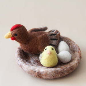 Felt Hen and Chick Set - littlelightcollective