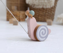Load image into Gallery viewer, Pull Toy Pink Snail - littlelightcollective