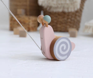 Pull Toy Pink Snail - littlelightcollective