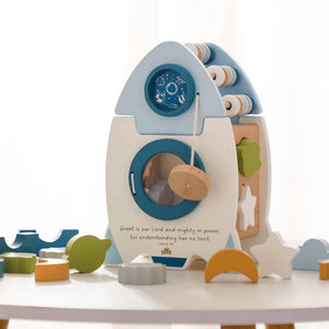 Galactic Glory Starship - Wooden Rocket Shapes Sorter - littlelightcollective