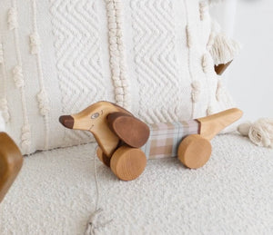 Pull Toy in Pastel Sausage Dog - littlelightcollective