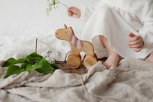 Load image into Gallery viewer, Wooden Pull Toy Unicorn - littlelightcollective