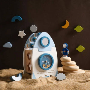 Galactic Glory Starship - Wooden Rocket Shapes Sorter - littlelightcollective