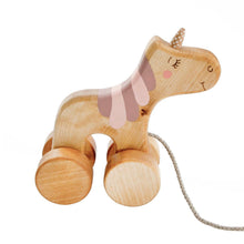 Load image into Gallery viewer, Pre-Order Wooden Pull Toy Unicorn - littlelightcollective